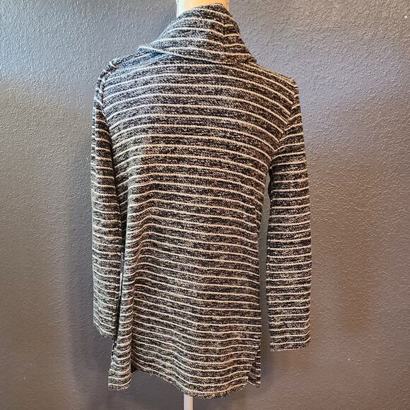 Loft Women's Long Sleeve Knit Striped Tunic Popover Cowl Sweater Size Small - Picture 3 of 8